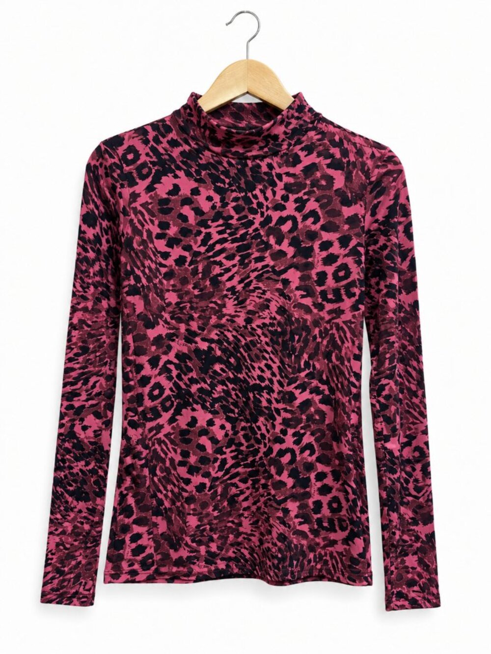ALL SAINTS | Red & Black Leopard Mock Neck Top – Women’s Small